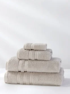Ręcznik Bambusowy Harmony ze Srebrną Bordiurą 600g/m2 Kaszmir