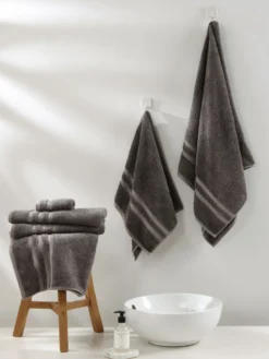 Ręcznik Bambusowy Harmony ze Srebrną Bordiurą 600g/m2 Szary