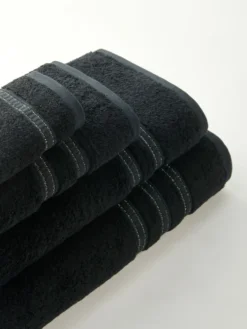 Ręcznik Bambusowy Harmony ze Srebrną Bordiurą 600g/m2 Czarny
