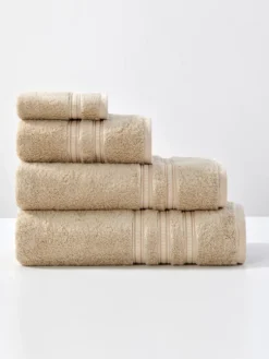 Ręcznik Bambusowy Harmony ze Złotą Bordiurą 600g/m2 Beżowy