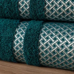 Ręcznik Bawełniany Lionel 450g/m2 C.Turkusowy+Srebro