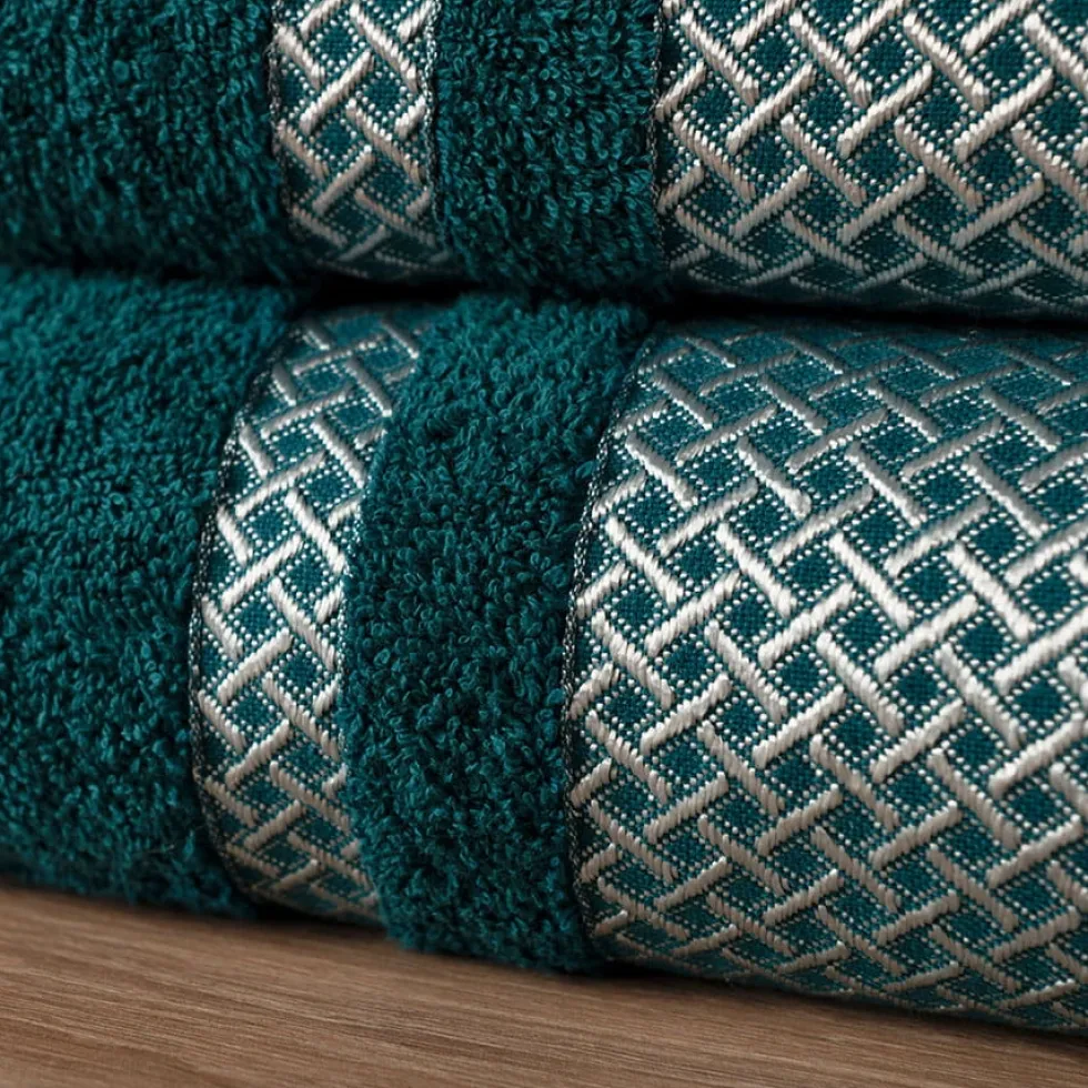 Ręcznik Bawełniany Lionel 450g/m2 C.Turkusowy+Srebro