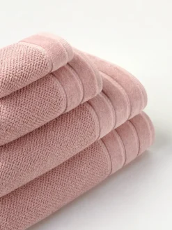 Ręcznik Bawełniany Loren z Aksamitną Bordiurą 550g/m2 Pudrowy