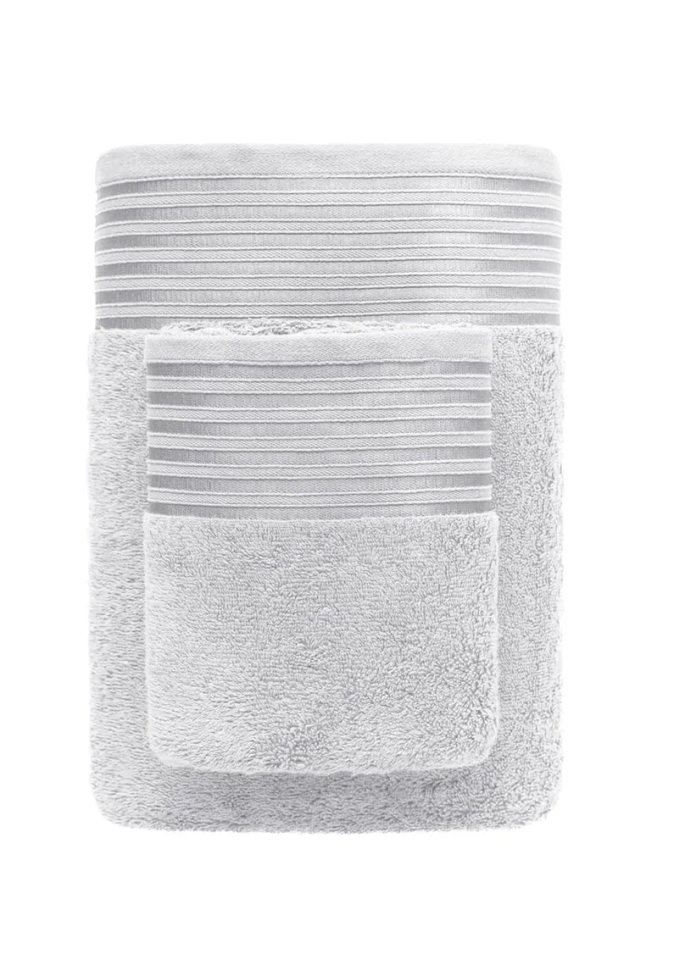 Ręcznik Frotte Vela z Modalem z Ozdobną Bordiurą 550g/m2 Srebrny