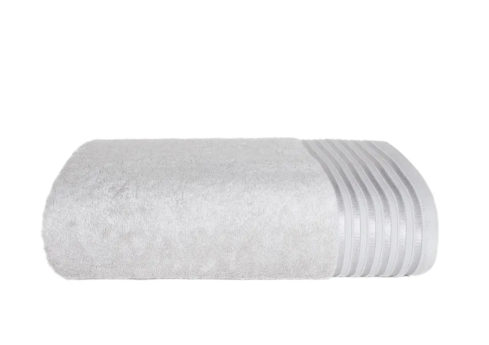 Ręcznik Frotte Vela z Modalem z Ozdobną Bordiurą 550g/m2 Srebrny
