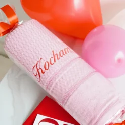 Ręcznik KOCHAM CIĘ Na Walentynki Różowy