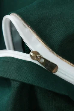 Satynowa Poszewka Queen Premium Zieleń ze Złotą Lamówką Butelkowy