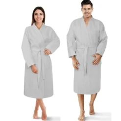Szlafrok Bawełniany Kimono GOFER (gatunek kurczliwy) Szary