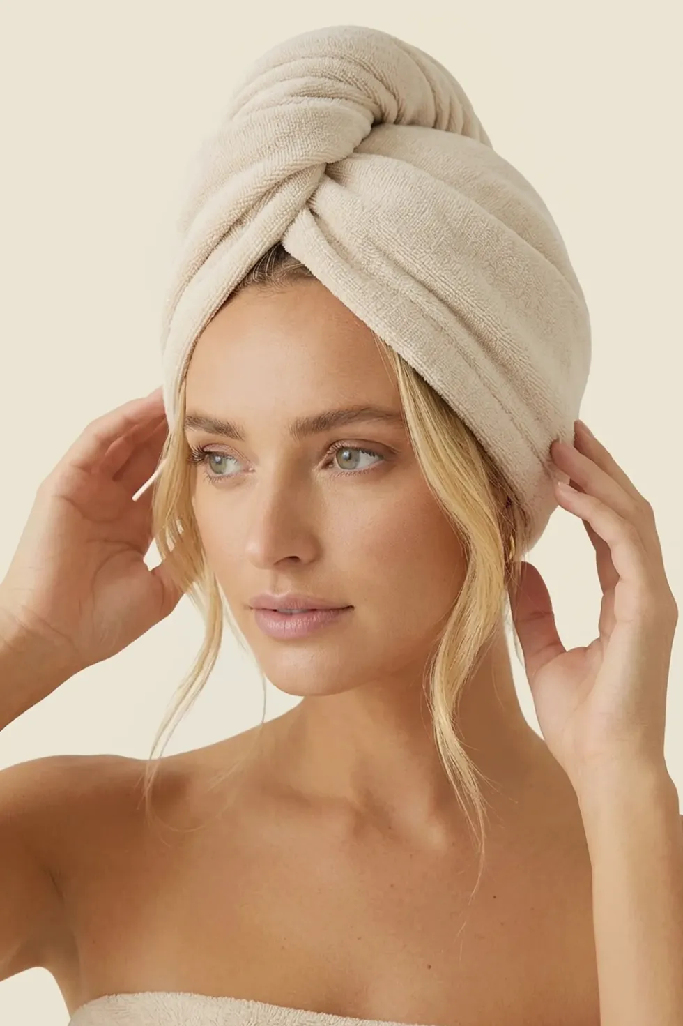 Turban Ręcznik Do Włosów ACTIVE Beżowy