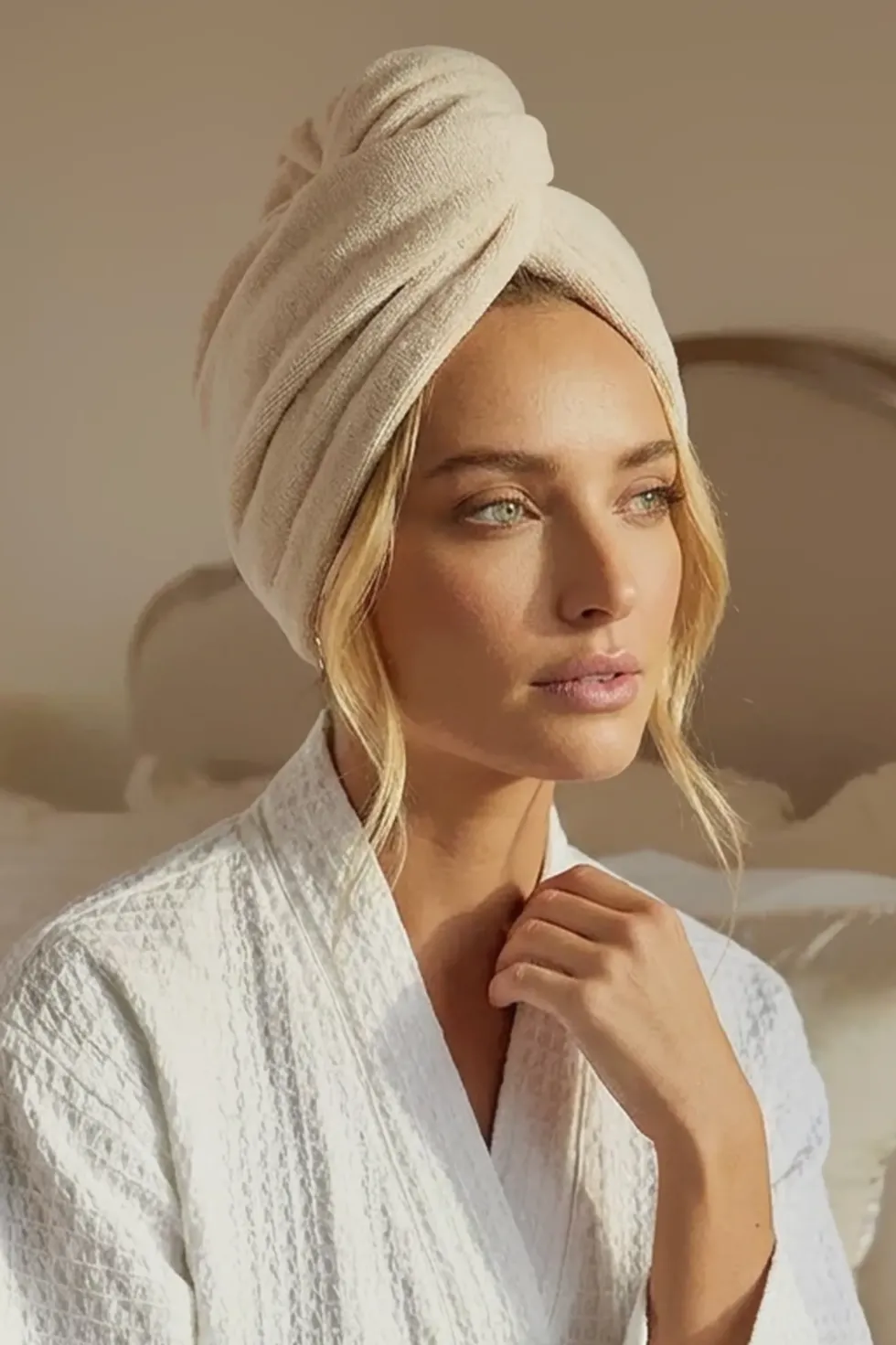 Turban Ręcznik Do Włosów ACTIVE Beżowy