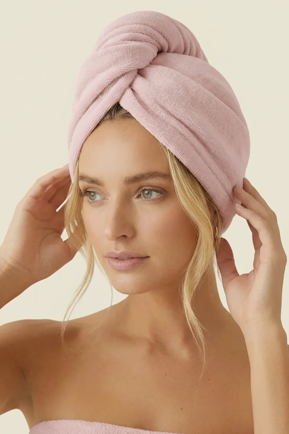 Turban Ręcznik Do Włosów ACTIVE Pudrowy