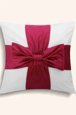 Welurowa Poszewka Świąteczna Christmas Bow Biały