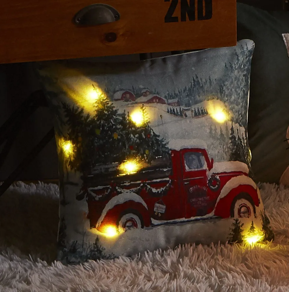 Świecąca Świąteczna Poszewka Christmas Car LED