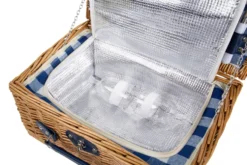 Wiklinowy Kosz Piknikowy Termiczny Dla 4 Osób Sztućce Talerze Tkanina- OUTLET Granatowy