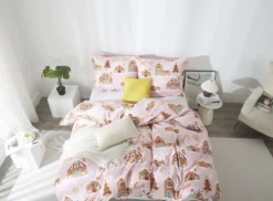 Świąteczna Pościel z Mikrofibry z Nadrukiem Gingerhouse Pudrowy