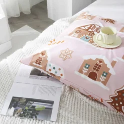 Świąteczna Pościel z Mikrofibry z Nadrukiem Gingerhouse Pudrowy