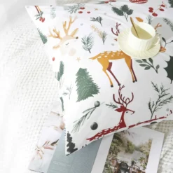 Świąteczna Pościel z Mikrofibry z Nadrukiem Christmas Forest Biały