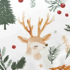 Świąteczna Pościel z Mikrofibry z Nadrukiem Christmas Forest Biały