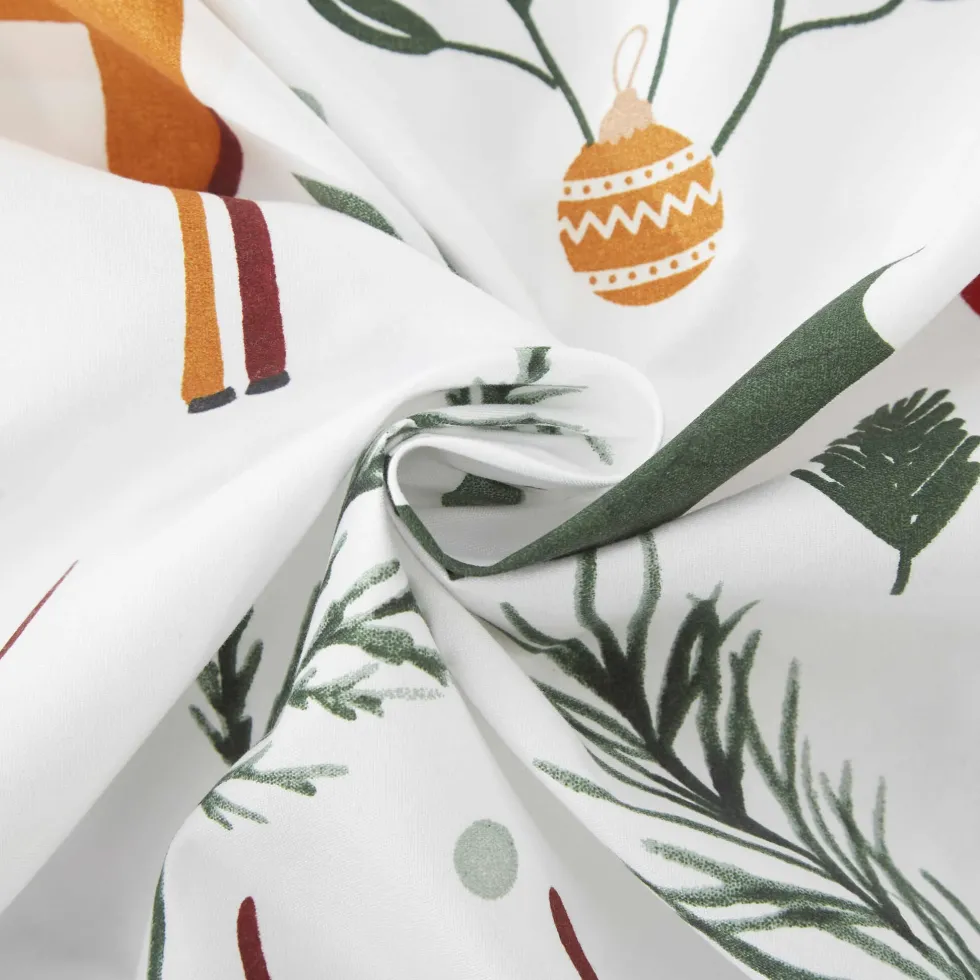 Świąteczna Pościel z Mikrofibry z Nadrukiem Christmas Forest Biały
