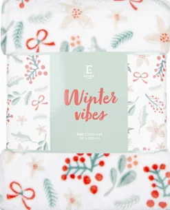 Świąteczny Koc Z Mikrofibry Winter Vibes Biały