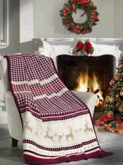 Świąteczny Miękki Koc Bawełniany Narzuta Pled Zimowy Na Łóżko CHRISTMAS CHECK