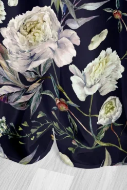 Zasłona Dekoracyjna na Przelotkach PEONY Czarna