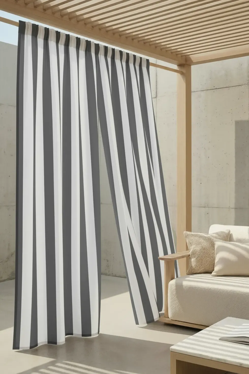 Zasłona Tarasowa Wodoodporna Na Taśmie STRIPES Grafitowy