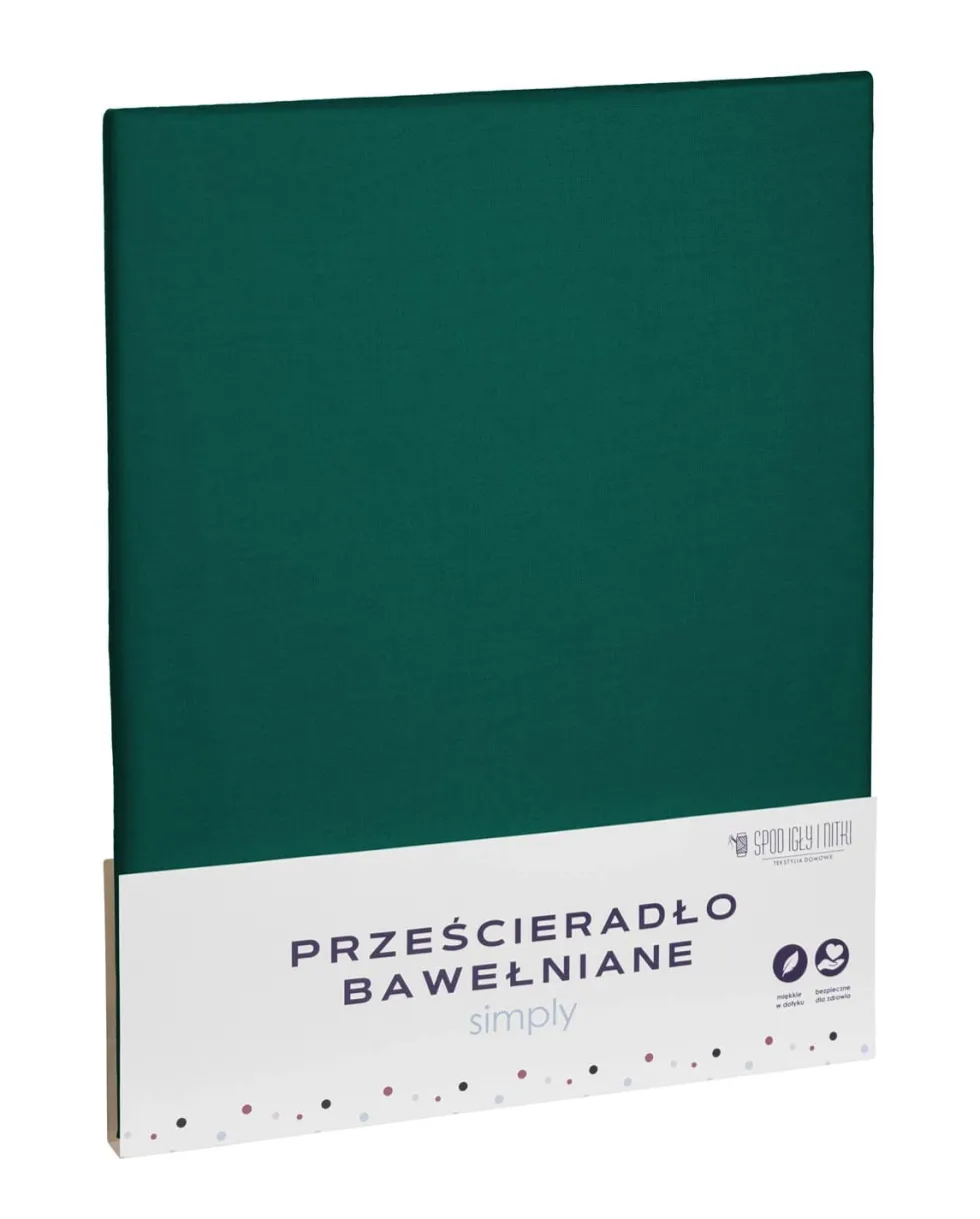 Zieleń Prześcieradło Bawełniane SIMPLY Butelkowy